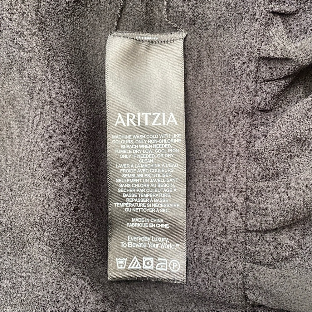 ARITZIA Wilfred Amore Camisole Ruffled Chiffon Tie-Front Cami Black Size S - Picture 9 of 10